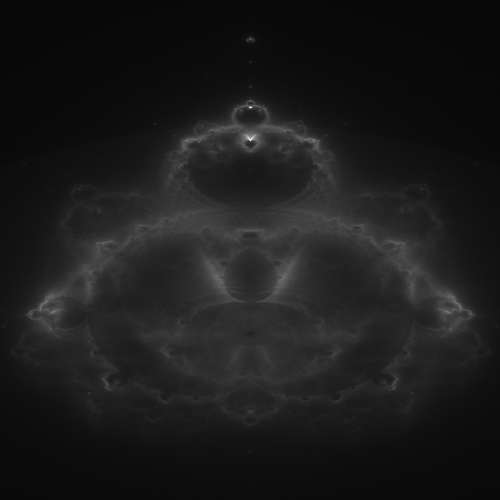 Buddhabrot rendered with 100 iterations.